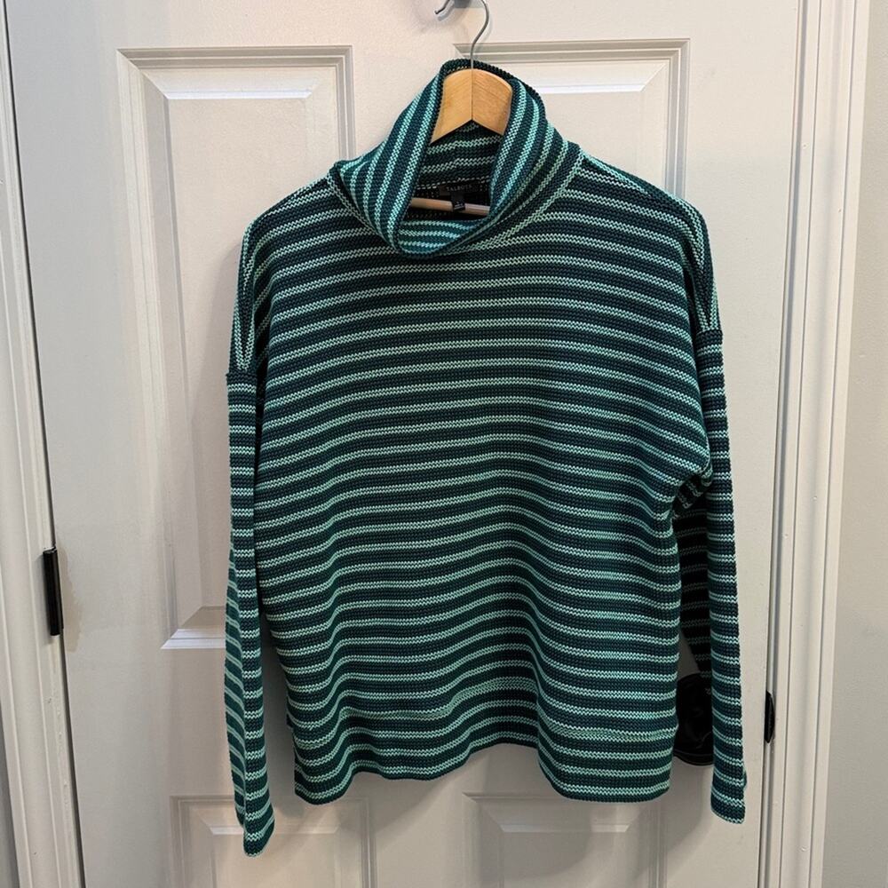 TALBOT'S Green Striped Colorful Knit Mockneck Sweater Size L / everyday basics
